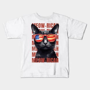 Meow-rican: Patriotic Cat Independence Day T-Shirt Kids T-Shirt